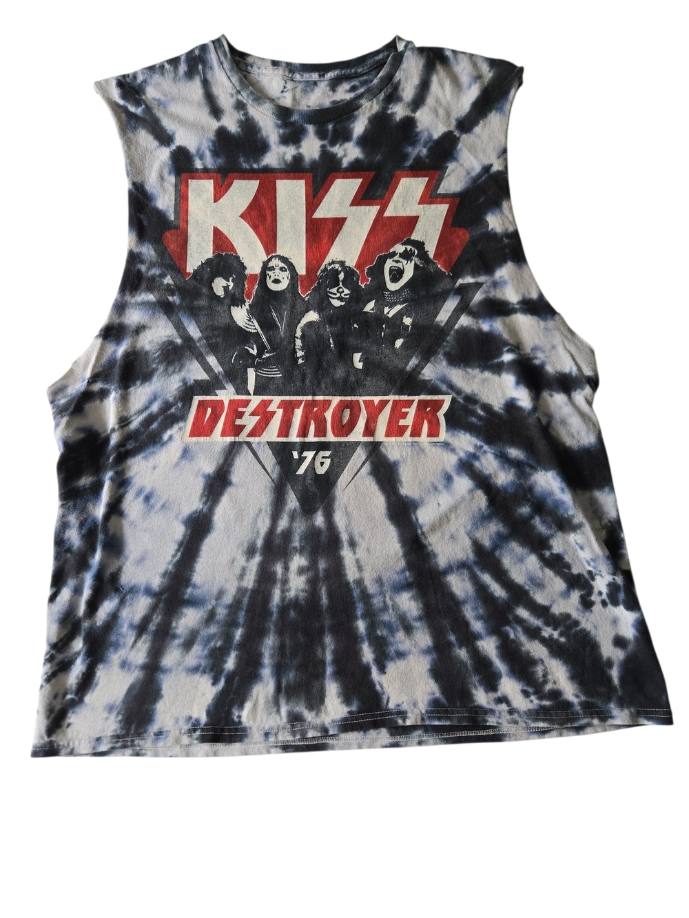 KISS Destroyer 76 Tie Dye Muscle Tank Band Tee Womens Large Rocker